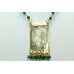 925 Sterling Silver gold rhodhium green Enamel Pendant Earring set Bead chain